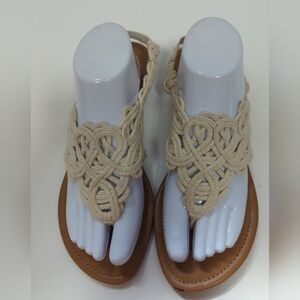 Ambercrombie Fitch Woven Roman Sandal Sling Back Sz 10 Creme